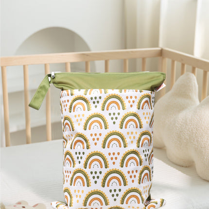 Cross-border in stock Nordic Animal Printing Baby Room Storage Hanging Bag Dry and Wet Separation Double-layer Waterproof Bag Wetbag