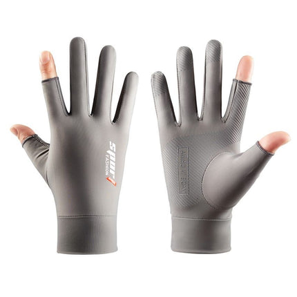 Ice Silk Sun Protection Extended Gloves for Men and Women, Two-Finger Exposed, Thin Summer Style, Non-Slip, for Cycling and Driving, Cooling Ice Sleeves
