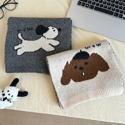 Falling Pool Knitting ~ Running Puppy Original Cartoon ins Korean Style Cartoon Autumn and Winter Warm Atmosphere Couple Student Scarf