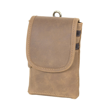 Cross-border Crazy Horse Leather Mobile Phone Bag 6-inch Genuine Leather Men's Waist Bag Top Layer Cowhide Vintage Construction Site Wearing Belt Trouser Waist Hanging Bag