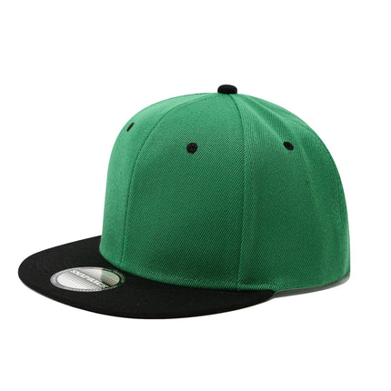 Cross-Border Color-Blocked American-Style Six-Panel Flat-Brim Hip-Hop Hat for Men and Women, Solid Color Plain Flat-Brim Hip-Hop Baseball Cap, Unisex