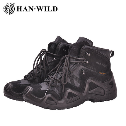 Hanye Hiking Shoes for Men and Women, Non-Slip Combat Boots, Mid-High Top Outdoor Hiking Shoes, Training Tactical Boots, Breathable Desert Boots