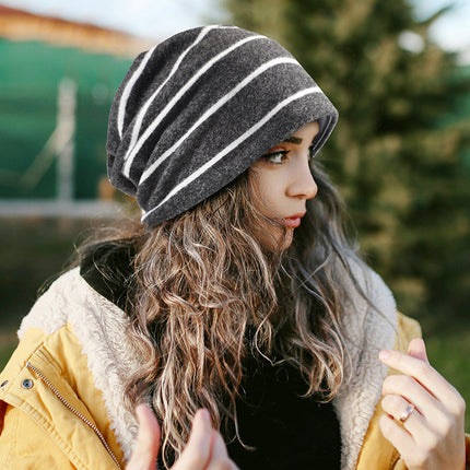 Hat Men's New Winter Warm Knitted Hat fleece-lined Stack Hat Cross-border Hot Selling Elastic Plush Pullover Cold Hat for Women