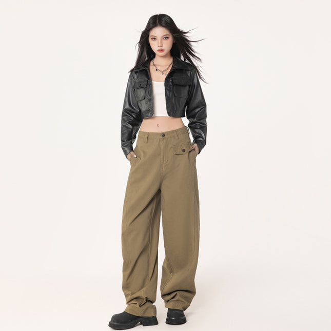 Bumi House# American Retro Machete Pants Leg-closed Design Overalls Loose All-match Wide Leg Casual Pants for Men and Women