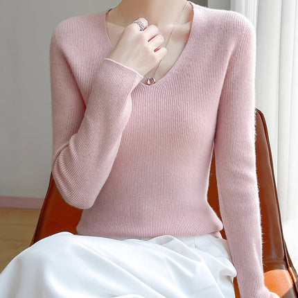High-End Seamless V Neck Knitwear, First-Line Garment Technology Without Side Seams, Slimming Look Layering Artifact, Direct Supply from the Manufacturer