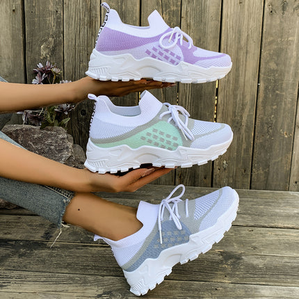 Summer New Women's Sneakers, Casual Versatile Shoes, Cross-Border Dropshipping, Mesh Breathable Running Thick-Soled Dad Shoes