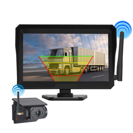 Rv-Specific Reversing Camera, Solar-Powered Wireless Camera, 7inch Display Screens, Blind Spot Warning, Universal for Trailers