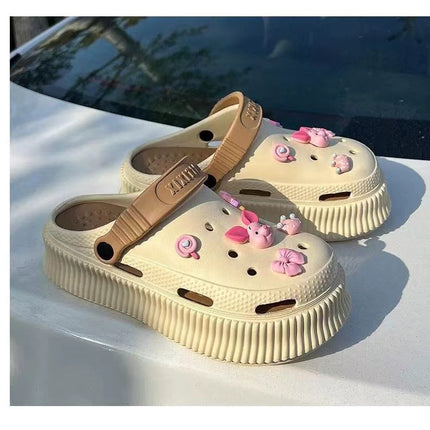 Girls Cartoon Cave Shoes with Removable Outer Pad All-Match Non-Slip Fashionable Heightened Harajuku Style Sandals