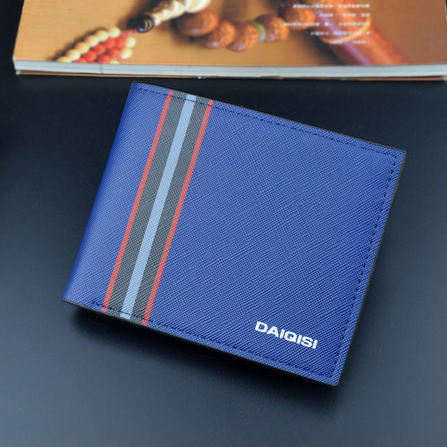 New Wallet Men's Short Fashionable Thin Wallet Multi Card Saffiano Wallet Zipper Horizontal Business Soft Wallet