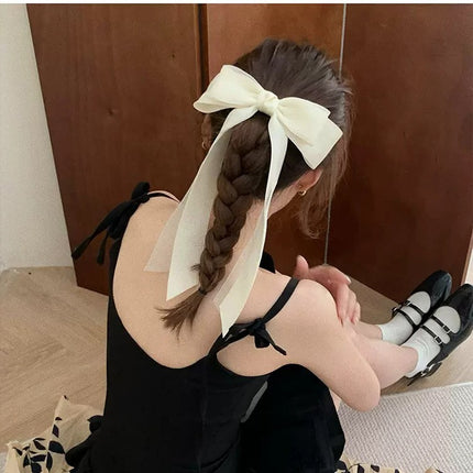 Internet Celebrity Super Fairy Large Chiffon Bow Hairpin Women's Head Half-Tie Hair Accessories Face Showing Small Spring Clip Headwear