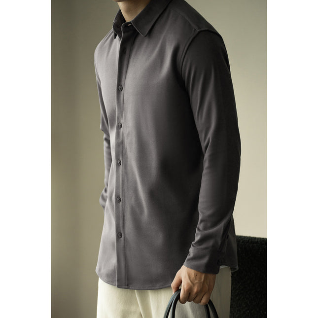 Songnan Double-Sided Brushed Thickeneded Warm Long-Sleeved White Shirt Men's Slim Autumn and Winter Work Clothing Versatile Casual Lining