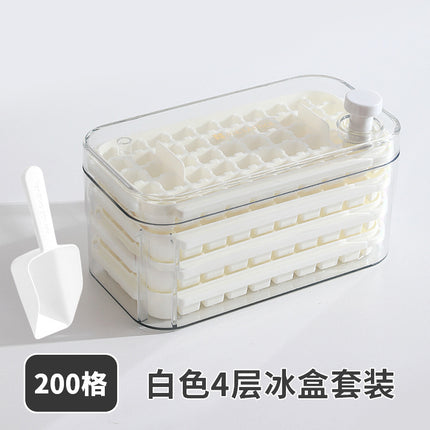 Ice Cube Mold Food Grade Household Pressed Ice Tray Large Capacity Ice Cube Storage Box Refrigerator Homemade Frozen Ice Artifact