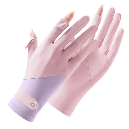 Sun Protection Gloves for Women Summer Upf50+ Ice Silk Anti-Uv Cycling Outdoor Thin Touch Screen Quick-Drying