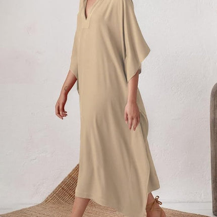 New European and American Style Silky Polyester Loose Long Dress Beach Bikini Swimsuit Blouse Seaside Holiday Sun-protective Shirt Long Gown