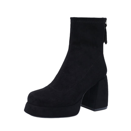 French-Style Waterproof Platform Ultra-High Heel Short Slim Boots for Women 2025 New Autumn Versatile Petite Height-Increasing Fashion Boots