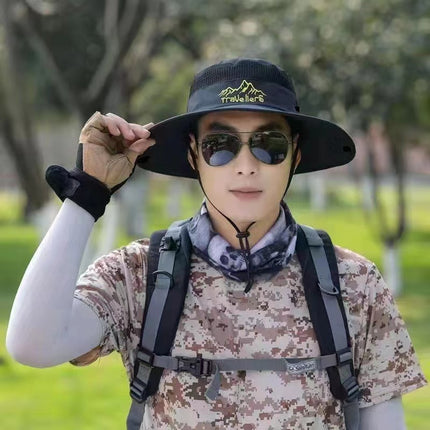 Japanese Fishing Drawstring Fisherman Hat Sun Shade Breathable Sunscreen Outdoor Mountaineering Fishing Hat Western Cowboy Hat