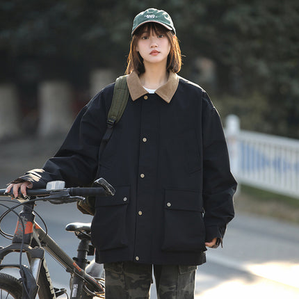 Spring and Summer Fashion Men's and Women's Warm Windproof Waterproof Casual Collar Collar Jacket