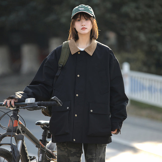 Spring and Summer Fashion Men's and Women's Warm Windproof Waterproof Casual Collar Collar Jacket