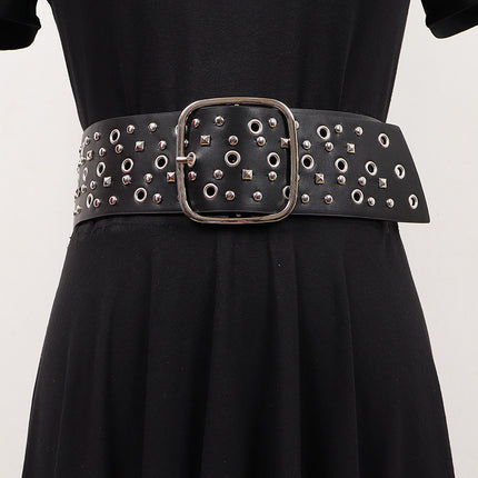 Punk style rivet wide belt female heavy industry design personality waist seal decorative dress accessories waist belt