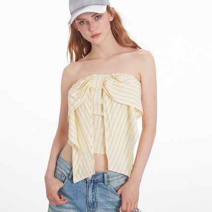 Heyhenry American High-End Bow Tube Top Strapless Vest for Women Summer Sexy Short Suspender Top