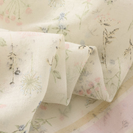 Fresh plain cotton and linen hand scarf White small floral tassel travel photo decorative shawl sunscreen beach towel