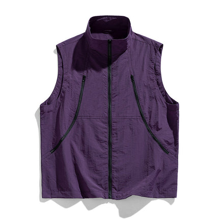 2025 Summer Thin Outdoor Camping Hiking Casual Versatile Sleeveless Vest Fishing Vest Quick-Drying for Hiking