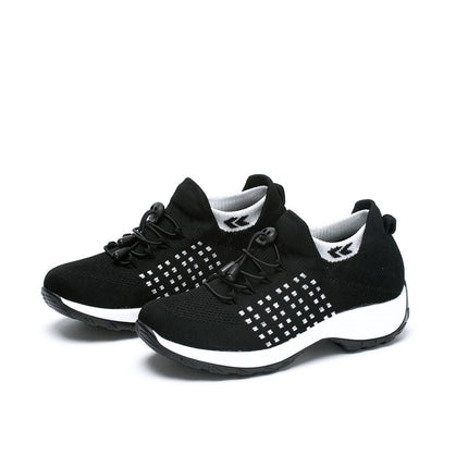 2025 Cross-Border New Large-Size Fly-Knit Mesh Shoes Trendy Mom Shoes Fashionable Sock Shoes Breathable Sports Women's Shoes