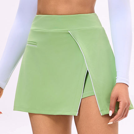 New Summer Fitness Running Sports Skirt Long Sleeve Top with Chest Pad Tennis Clothes Golf Tennis Skirt Women