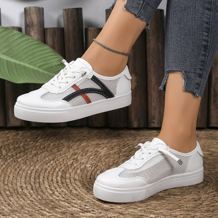 Foreign Trade White Shoes for Women 2025 Spring and Summer New Casual Flats Mesh Panel Shoes Women's Sports Shoes Lazy Shoes