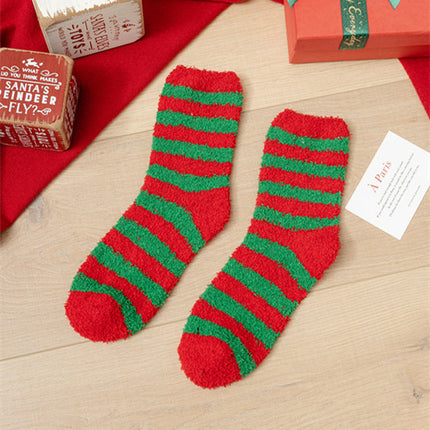 Coral fleece Christmas socks autumn and winter thick tube socks New Year gift socks cartoon Christmas socks cross-border wholesale