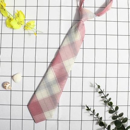 JK Small Tie Women's College Style Lazy Japanese Style Plaid Uniform Shirt Tie Student ins Men's and Women's Short Free Tie