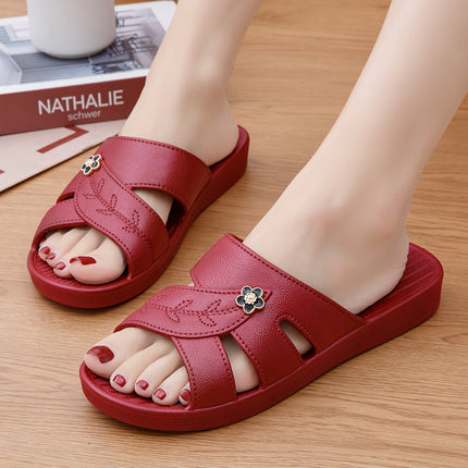 Mid-Soled Slippers for Women's Summer Outer Wear, Fashionable Soft-Soled Versatile Non-Slip Bathing Home Ladies' Middle-Aged and Young Mother's Shoes