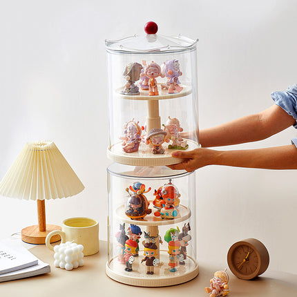 Household Blind Box Storage Display Rack Rotatable Lifting Bubble Mart Display Box Transparent Hand Dustproof Storage Box