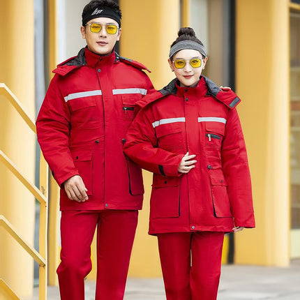 Winter Cotton Workwear Autumn and Winter Stain-Resistant Tops with Removable Lining Anti-Static Labor Protection Clothing Manufacturer Wholesale Workwear