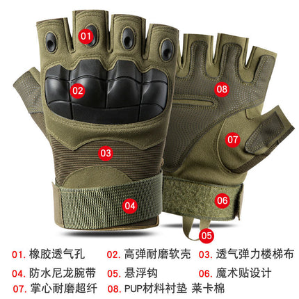 Tactical Gloves Men's and Women's Outdoor Riding Protective Sports Training Outdoor Military Fan Motorcycle Half Finger Gloves Men
