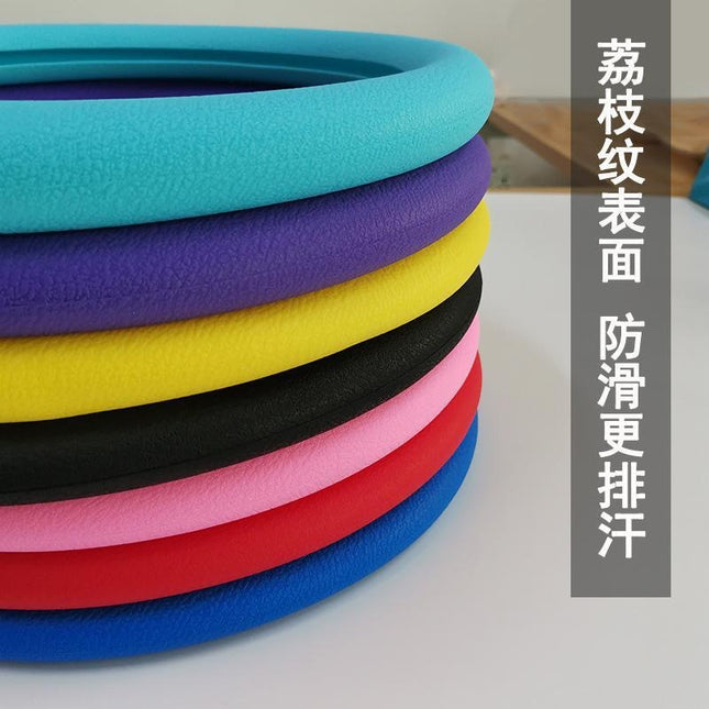 Car Anti-Slip Silicone Steering Wheel Cover Ultra-Thin Round D-Shaped Leather Pattern Colorful Handle Cover Universal Anti-Sweat New Style for All Seasons