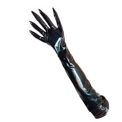 Patent leather long finger gloves high elastic European and American queen street dance nightclub taste temptation mirror pole dance factory wholesale