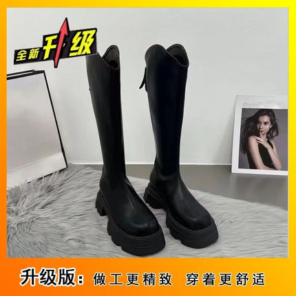 Thick-Soled Thick-Heeled Knee-Length Boots for Thick Legs and Long Boots 2025 New Autumn and Winter High Knight Boots but Not Long Boots for Women