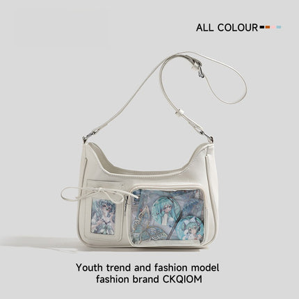 2025 New Japanese Pain Bag Single Shoulder Crossbody Bag Secondary Texte Small Food Daily Transparent Bag for Women