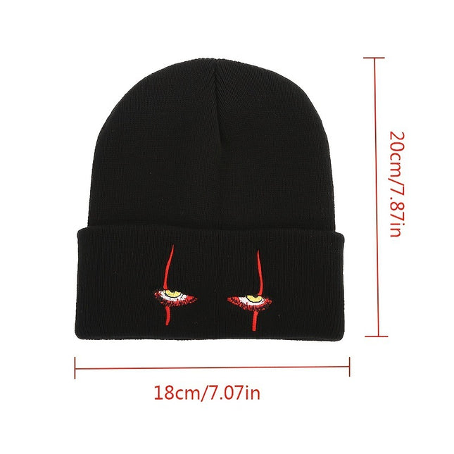Pennywise scary eyes horror clown eyes embroidered knitted hat warm pullover hip hop wool hat