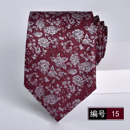 Tie men's formal wear business wine red bridegroom wedding jacquard hand fight 8cm administrative professional New in stock