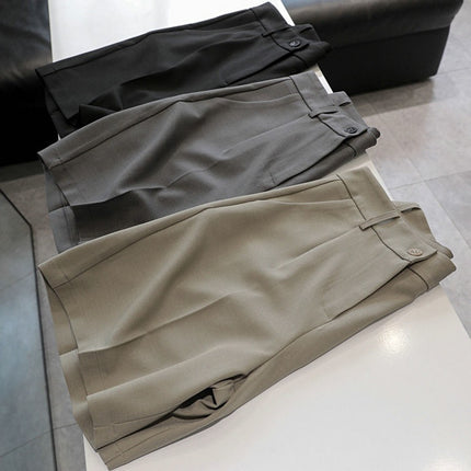 Plus-Size 150kg Casual Suit Shorts for Women, Summer Korean Version, Loose and Slimming High-Waisted Knee-Length Straight Shorts