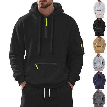 Cross-Border Amazon New Product Launches New Winter Loose Velvet American Casual Men's Sports Workwear Hooded Sweatshirt