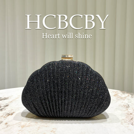 Mint Green Shiny Shell Shape Striped Clutch Bag Women's Fashionable Simple Elegant Box Dinner Bag