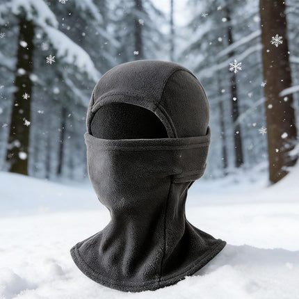 Fleece-Lined Winter Windproof and Warm Face Mask, Cold-Proof Face Protection for Skiing and Cycling, Neck Warmer, Hat and Earmuffs All-In-One Hat