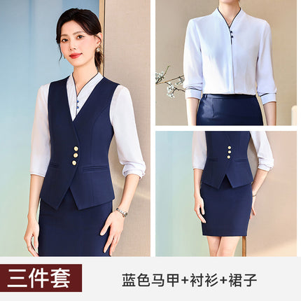 Sales department professional vest suit female stewardess hotel front desk cashier overalls property customer service beautician tooling
