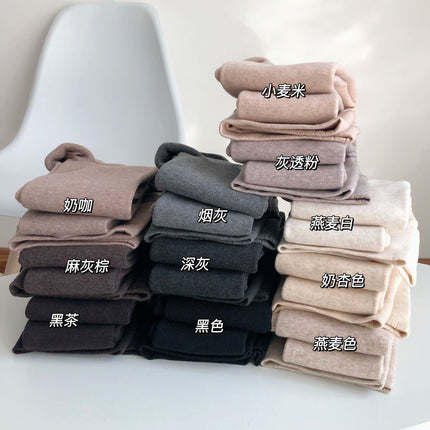 Autumn and Winter Fleece-Lined Thickened 3D Peach Hip High-Waisted Tummy Control Cotton Integrated Leggings Coffee Oatmeal White Footed Tights