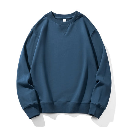 380g Heavyweight Pure Cotton Terry Sweatshirt Men's Sweatshirt American Retro Solid Color Long-Sleeve Crew Neck Unisex Customizable