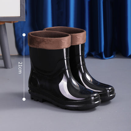 High-Top Men's Rain Boots for Foreign Trade, Thickened Long Rain Boots, Waterproof Outdoor Extra-High Non-Slip Fleece-Lined Warm Water Shoes
