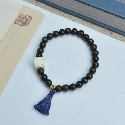 Shen Guibao Chen Xiang 8mm Double Ring Half Bracelet Barrel Bead Bracelet Five Sutra String Beads Niche Wen Play Jewelry Wholesale